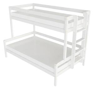 Patrová postel LUCKY s bočním žebříkem 90x200, 120x200 cm - Bílá, Zvolte šuplík: Bez šuplíku, Zvolte stranu: Vpravo