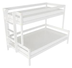 Patrová postel LUCKY s bočním žebříkem 90x200, 120x200 cm - Bílá, Zvolte šuplík: Bez šuplíku, Zvolte stranu: Vlevo