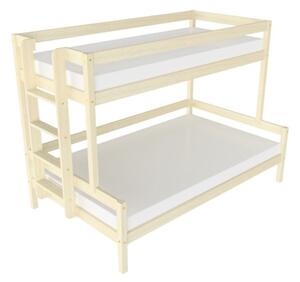 Patrová postel LUCKY s bočním žebříkem 90x200, 120x200 cm - Nelakovaná, Zvolte šuplík: Bez šuplíku, Zvolte stranu: Vlevo