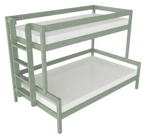 Patrová postel LUCKY s bočním žebříkem 90x200, 120x200 cm - Šalvějová zelená, Zvolte šuplík: Bez šuplíku, Zvolte stranu: Vlevo