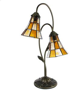 Stolní lampa Tiffany Flowerbell orange - 35*18*61 cm E14/max 2*25W