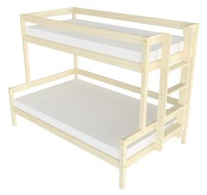 Patrová postel LUCKY s bočním žebříkem 90x200, 120x200 cm - Nelakovaná, Zvolte šuplík: Bez šuplíku, Zvolte stranu: Vpravo