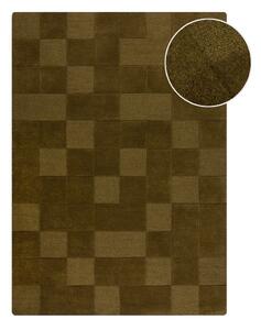 Khaki ručně tkaný vlněný koberec 120x170 cm Checkerboard – Flair Rugs