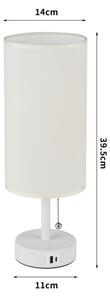 Brilagi - Stolní lampa s USB portem TABLON 1xE27/25W/230V bílá/krémová