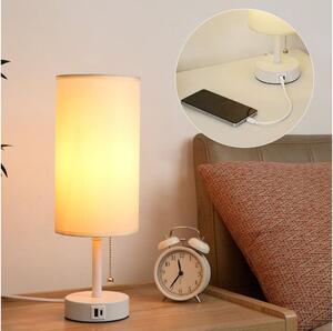 Brilagi - Stolní lampa s USB portem TABLON 1xE27/25W/230V bílá/krémová