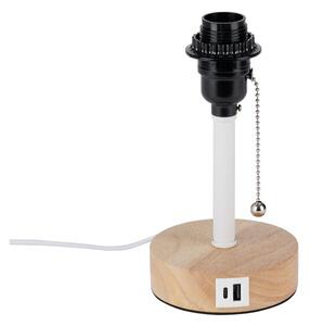 Brilagi - Stolní lampa s USB portem TABLON 1xE27/25W/230V dub/bílá