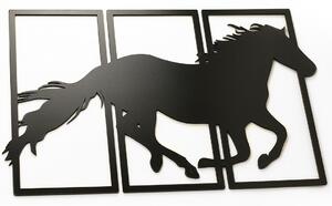 Dřevěná nástěnná dekorace Klusající kůň černý