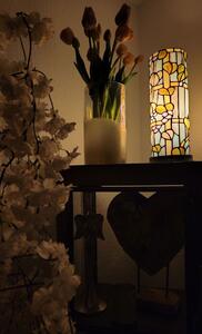 Válcovitá stolní lampa Tiffany s květy Vistaria - Ø 15*36 cm E14/max 1*40W
