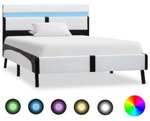Rám postele s LED světlem bíločerný umělá kůže 90 x 200 cm