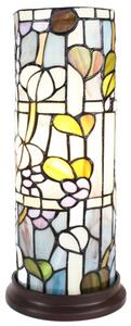 Válcovitá stolní lampa Tiffany s květy Vistaria - Ø 15*36 cm E14/max 1*40W