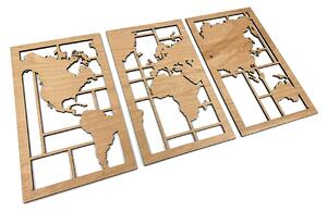 Dřevěná nástěnná dekorace Mapa světa