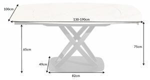 Noble Home Bílý rozkládací jídelní stůl Inception 130-190 cm
