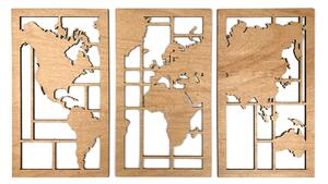 Dřevěná nástěnná dekorace Mapa světa