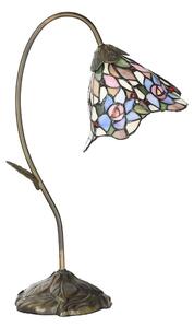 Růžová stolní lampa Tiffany ve tvaru květu Flowé - 27*15*48 cm E14/max 1*40W