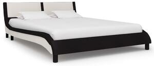 Rám postele s LED světlem černobílý umělá kůže 140 x 200 cm