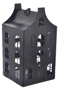 InDecor Kovový svícen Domeček černá, 10 x 10 x 19 cm