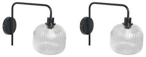 Sada 2 nástěnných lamp COMAPALA Kov Černá