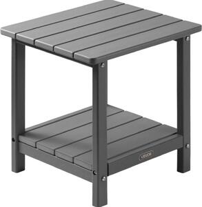 VEVOR plastový odkládací stolek, 45x38x44 cm, zahradní stolek z HDPE, balkonový stolek se 2 policemi, noní stolek, konferenní stolek, dekoraní stolek, vhodný na terasu, k bazénu, na plá, na verandu, na zahradu, edý