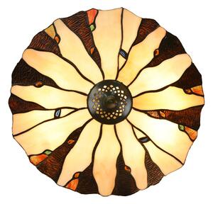 Béžovo-hnědá stolní lampa Tiffany Titto - Ø 36*60 cm E14/max 2*40W