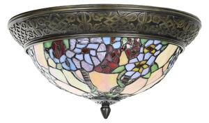 Béžovo-hnědé stropní svítidlo Tiffany s květy Mallia - Ø 37*19 cm E14/max 2x40W