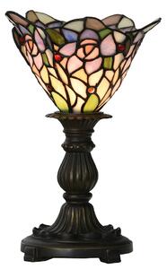 Růžovo-fialová stolní lampa Tiffany ve tvaru květu - Ø 20*30 cm E14/max 1*25W