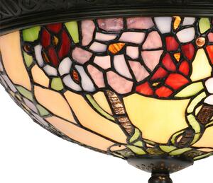 Béžovo-hnědé stropní svítidlo Tiffany s květy Mallia - Ø 37*19 cm E14/max 2x40W