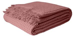 Růžový bavlněný přehoz 140x200 cm Waffle – Mijolnir