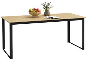 Zahradní stůl Outsunny, kovový, 175x78 cm, odolný vůči povětrnostním vlivům, balkonový stůl s dřevěným vzhledem, design s latěmi, bufetový stůl pro ke
