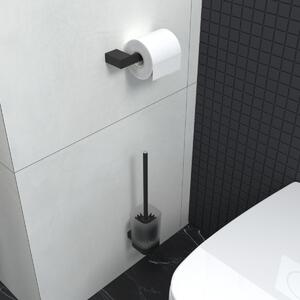 WC štětka černá s držákem na zeď, nízká hranatá nádoba matné sklo NIMCO KIBO černá Ki-14094CN-90