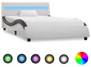Rám postele s LED světlem bíločerný umělá kůže 100 x 200 cm