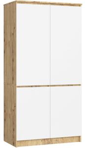 Šatní skříň s otočnými dveřmi 90cm 4D dub artisan / bílá