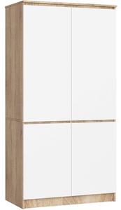 Šatní skříň s otočnými dveřmi 90cm 4D dub sonoma / bílá