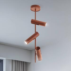 SIGMA Stropní bodové osvětlení Leda 3, cihlově červené, 3 žárovky, ocel, výška 76 cm, stmívatelný, Červená, Obývací pokoj / jídelna, kov, Moderní