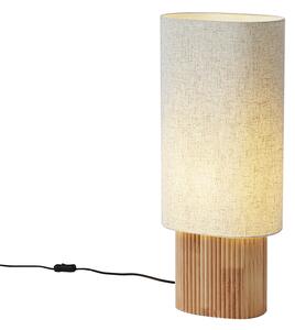 Japandi stojací lampa dřevěná s lněným stínidlem 70 cm - Lamel