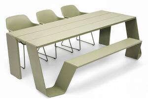 Extremis Jídelní stůl s integrovanou lavicí na jedné straně Hopper combo 240, Extremis, 238x123x74 cm, lakovaný hliník barva černá (RAL 9005)