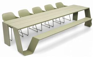 Extremis Jídelní stůl s integrovanou lavicí na jedné straně Hopper combo 360, Extremis, 358x123x74 cm, lakovaný hliník barva černá (RAL 9005)
