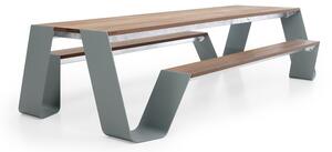 Extremis Jídelní stůl s integrovanou lavicí na obou stranách Hopper Picnic 180, Extremis, 178x160x74 cm, rám galvanizovaná ocel, deska a sedací část tepelně upravené dřevo hellwood