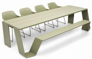 Extremis Jídelní stůl s integrovanou lavicí na jedné straně Hopper combo 300, Extremis, 298x123x74 cm, lakovaný hliník barva černá (RAL 9005)