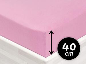 Jersey napínací prostěradlo na extra vysokou matraci JR-008 Růžová lila 160 x 200 - výška 40 cm
