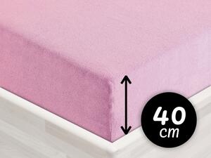 Froté napínací prostěradlo na extra vysokou matraci FR-008 Růžová lila 180 x 220 - výška 40 cm