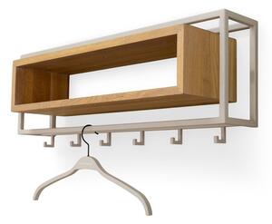 Nástěnný věšák z dubového dřeva v přírodní barvě/taupe s poličkou 78 cm School – Spinder Design