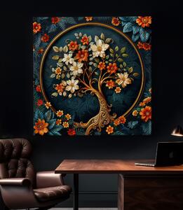Obraz na plátně - Strom života Květina přátelství FeelHappy.cz Velikost obrazu: 40 x 40 cm