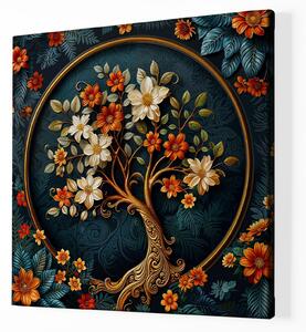 Obraz na plátně - Strom života Květina přátelství FeelHappy.cz Velikost obrazu: 120 x 120 cm