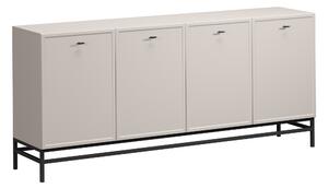 Komoda Lorini 200 cm čtyřdveřová - kašmír / černé úchyty T-bar / kovové nohy