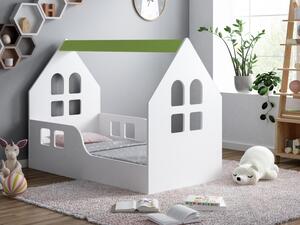 Dětská domečková postel HAPPY HOUSE - Okno 2 - 160x80 cm - zelená + matrace ZDARMA