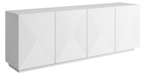 Moderní komoda Asha 200 cm čtyřdveřová - bílý mat