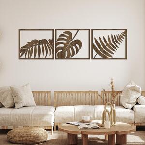 Dřevo života | 3dílný dřevěný obraz exotickych rostlin | Barva: Ořech | Rozměry (cm): 30x27