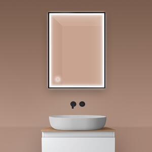 Oltens Nordlis zrcadlo 60x80 cm obdélníkový s osvětlením s vyhřívací podložkou černá 64105300