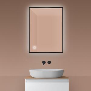 Oltens Nordlis zrcadlo 60x80 cm obdélníkový s osvětlením s vyhřívací podložkou černá 64115300