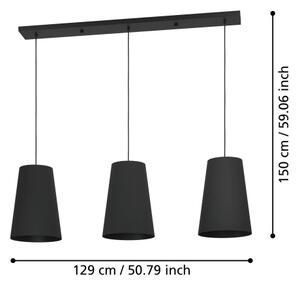 Eglo 390133 - Lustr na lanku PETROSA 3xE27/40W/230V černá